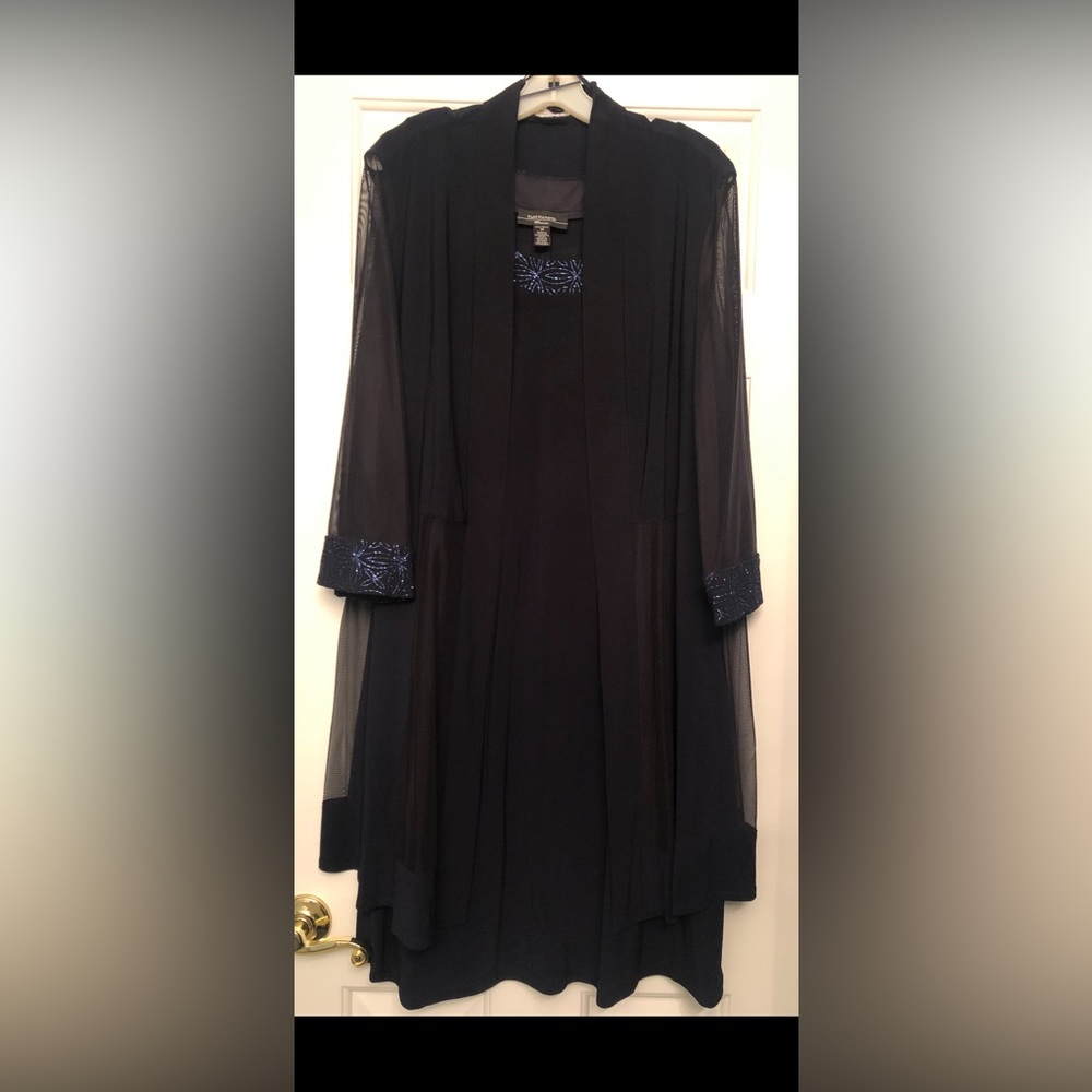 Formal 2 pc dress and dress-length jacket. Sheer with some sparkle. Size 1X.